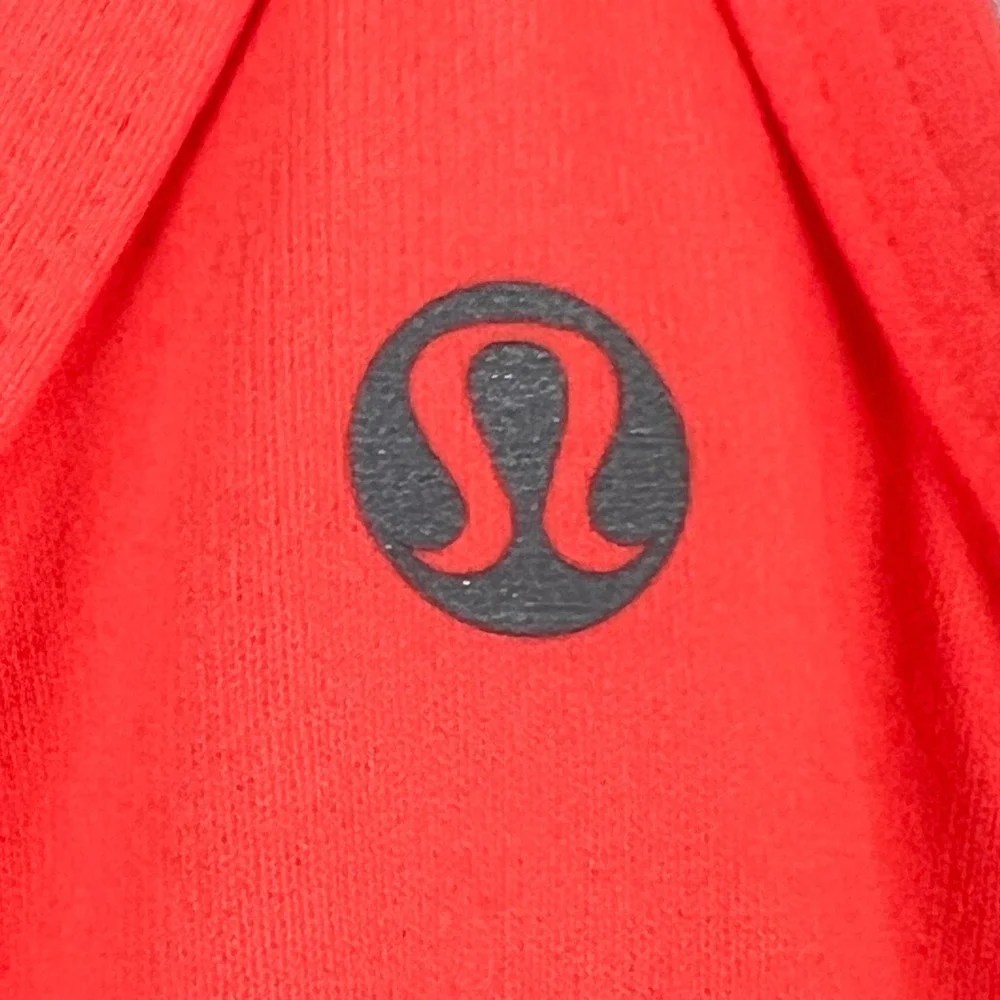 Lululemon Power Y Tank Top Neon Coral Orange Racerback Shelf Bra Womens Yoga 10